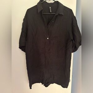 Boxy black short collared romper